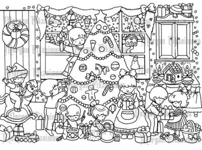 Christmas Scene - Colouring Page