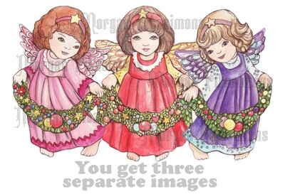 Christmas Angels Pre-Coloured - Digital Stamps