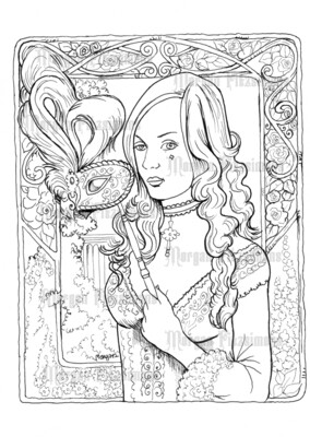 Masquerade - Colouring Page