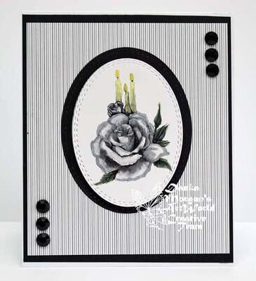 Rose Candle Greyscale - Digital Stamp