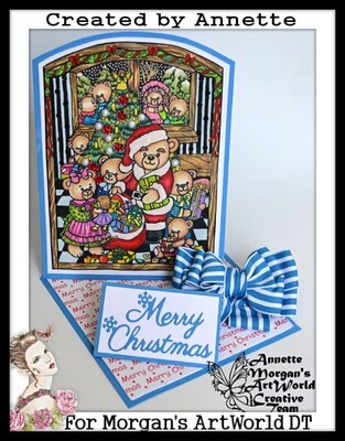 Teddy Bear Christmas Scene - Digital Stamp