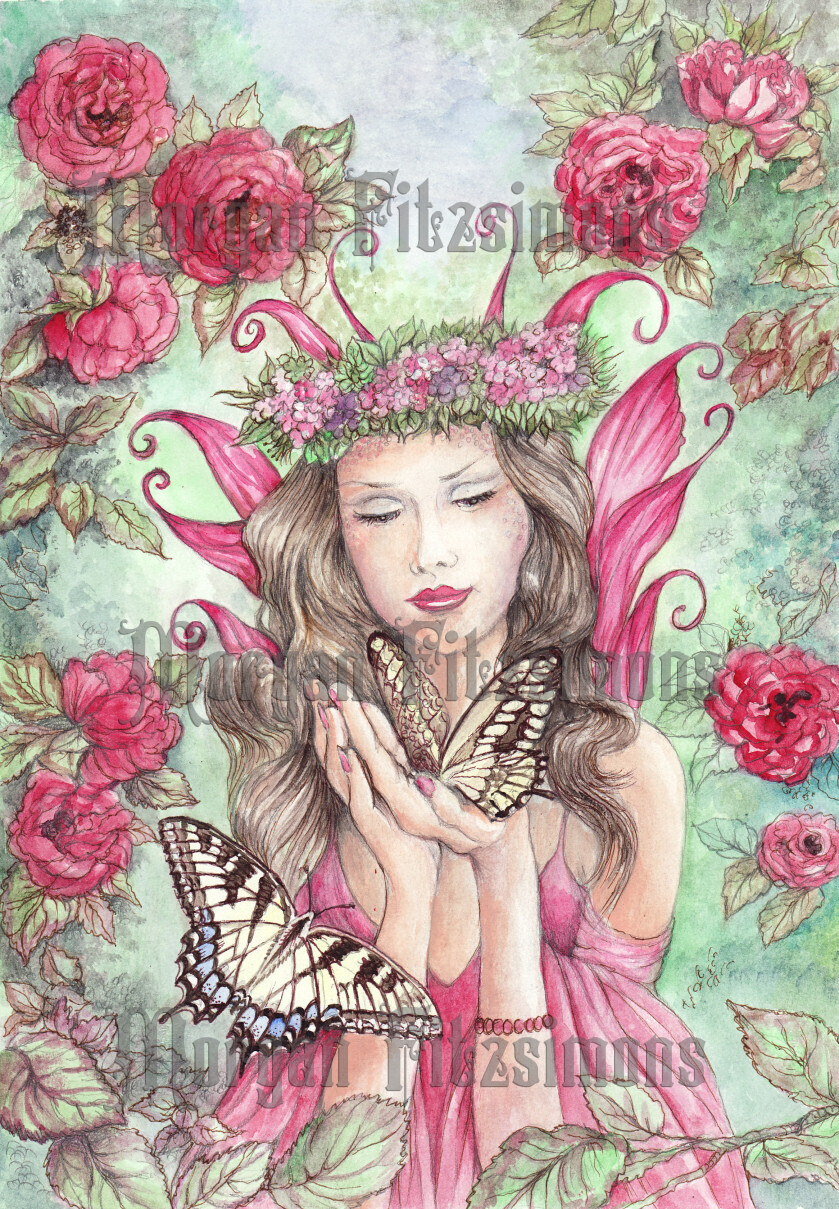MORGAN FITZSIMONS - Butterfly Kisses - Rolled Canvas Art Print