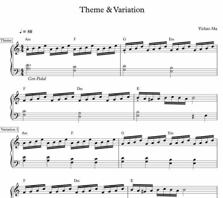 "Theme and Variation" by Yichao Ma