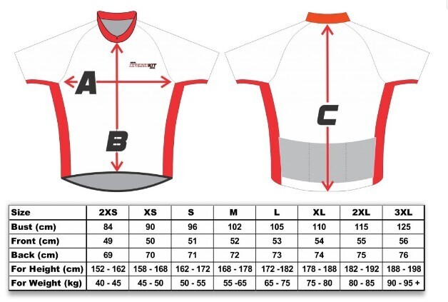Mittal Cycling Shirt Size chart