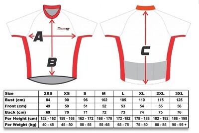 Mittal Cycling Shirt Size chart