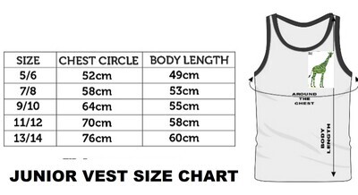 D8 Junior  Vest sizes