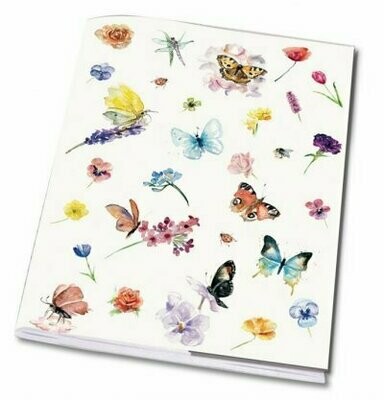 Exercise book with butterflies and flowers