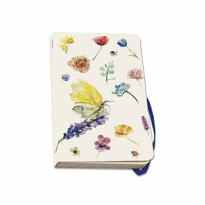 Softcover notebook A6 with butterflies and flowers