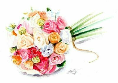 Custom bride bouquet painting