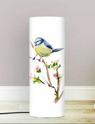 Lamp with a blue tit illustration