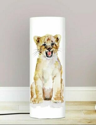 Lamp with lion cub illustration