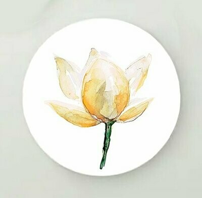 Golden yellow lotus on circular print