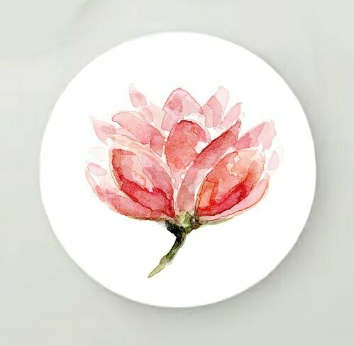 Wall circle of a red and pink lotus flower painting