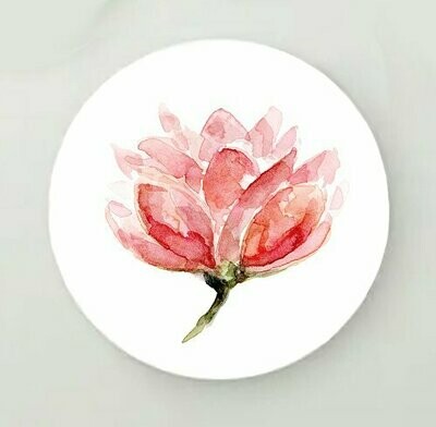 Wall circle of a red and pink lotus flower painting