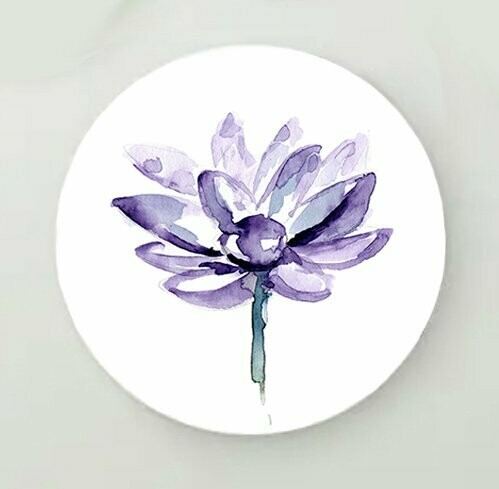 Round print of a purple lotus flower painting