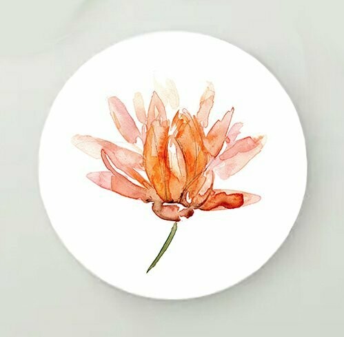Orange lotus flower on circular wall art print
