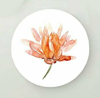 Orange lotus flower on circular wall art print