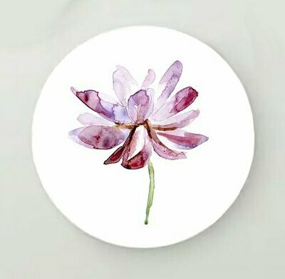 Wall circle of a lilac lotus flower watercolor painting