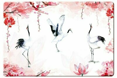 Placemat with cranes and flowers