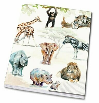 Exercise book with African animals