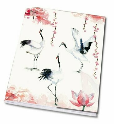 Exercise book with cranes and flowers