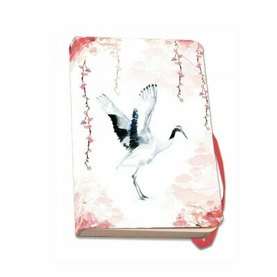 Softcover notebook A6 with cranes and flowers