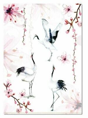 A4 file folder with cranes and flowers