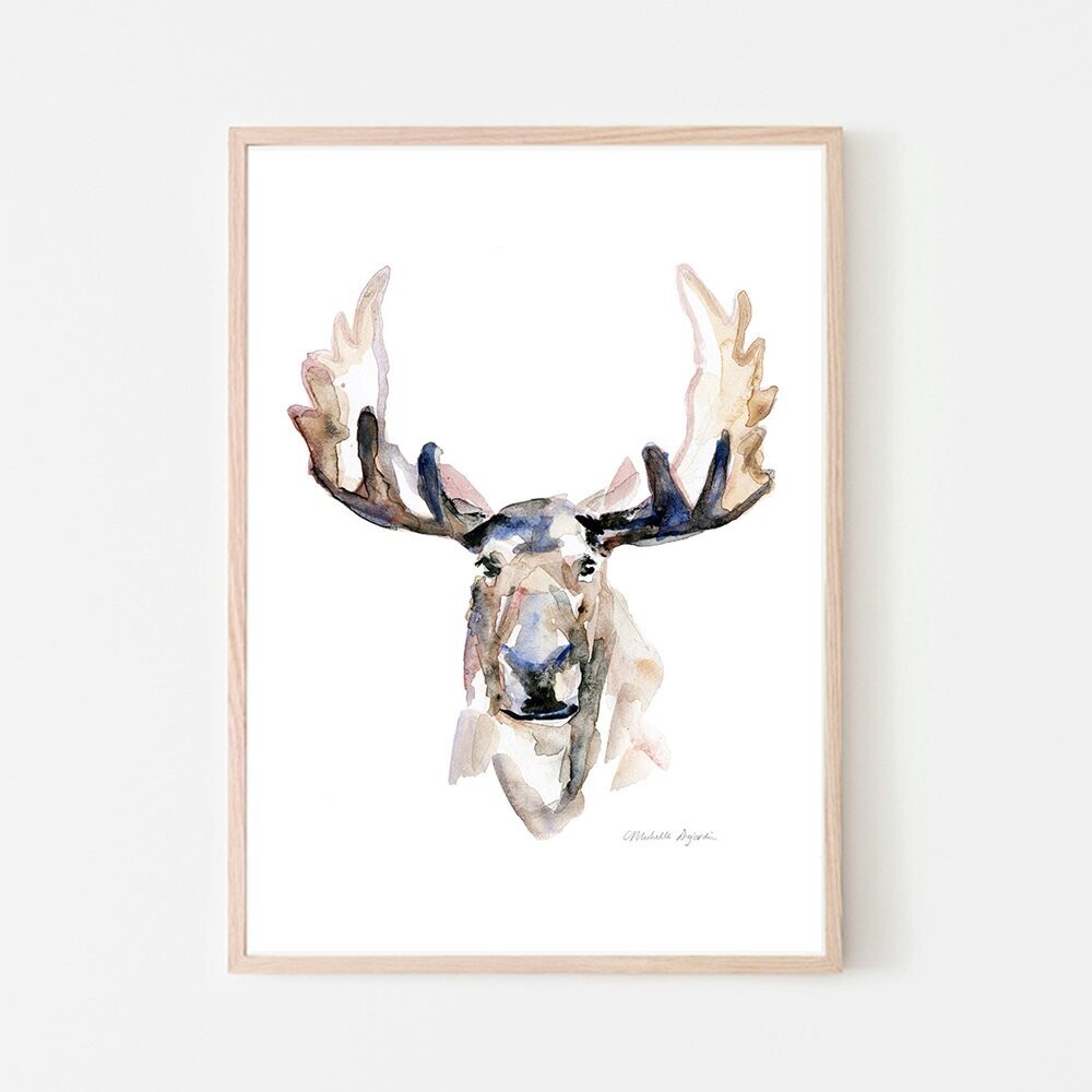 Moose watercolor painting art print