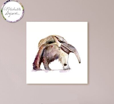 Giant anteater with baby watercolor painting art print