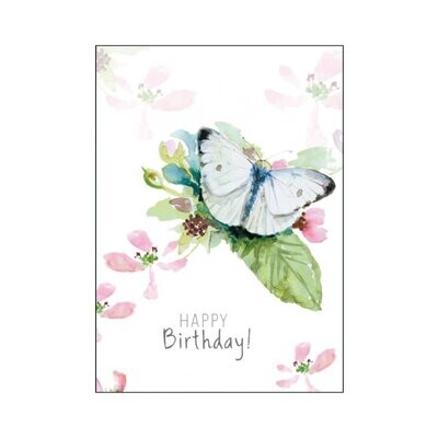 Happy Birthday card with cabbage white butterfly