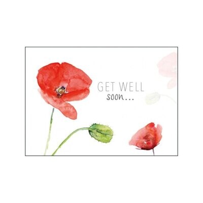 Get well soon poppy flower greeting card