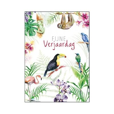 Birthday card tropical with Dutch text