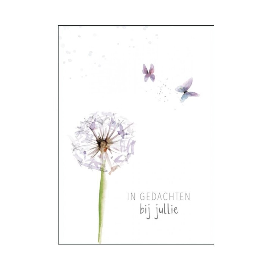 Sympathy card with dandelion 'in gedachten bij jullie'