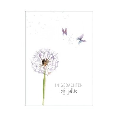 Sympathy card with dandelion 'in gedachten bij jullie'