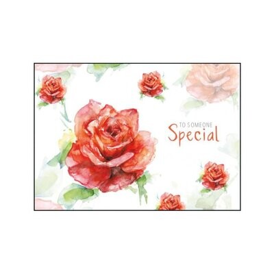 Greeting card with roses and text 'to someone special'