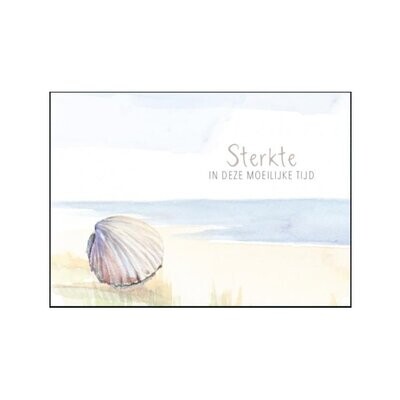 Sympathy card with shell on the beach and Dutch text