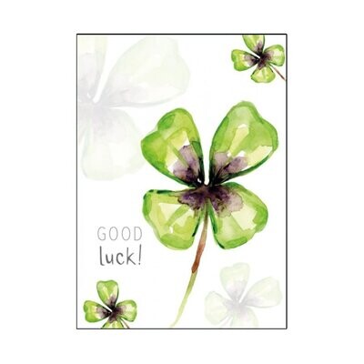 Greeting card 'good luck' with 4 leaf clover