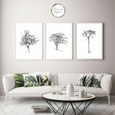 Set of 3 prints of tree Zen drawings