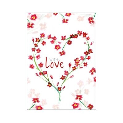 Flower heart 'with love' greeting card