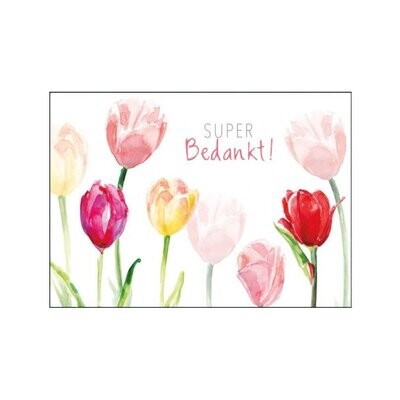 Greeting card with tulips and Dutch text