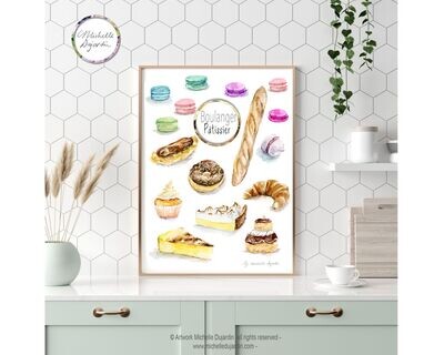 Kitchen art French bakery poster 'boulanger patissier'