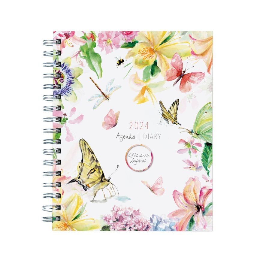 Butterflies and blossoms Diary 2024 with watercolor illustrations by Michelle Dujardin
