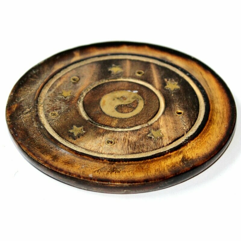 Round ​Mango Wood Ash Catcher - YingYang