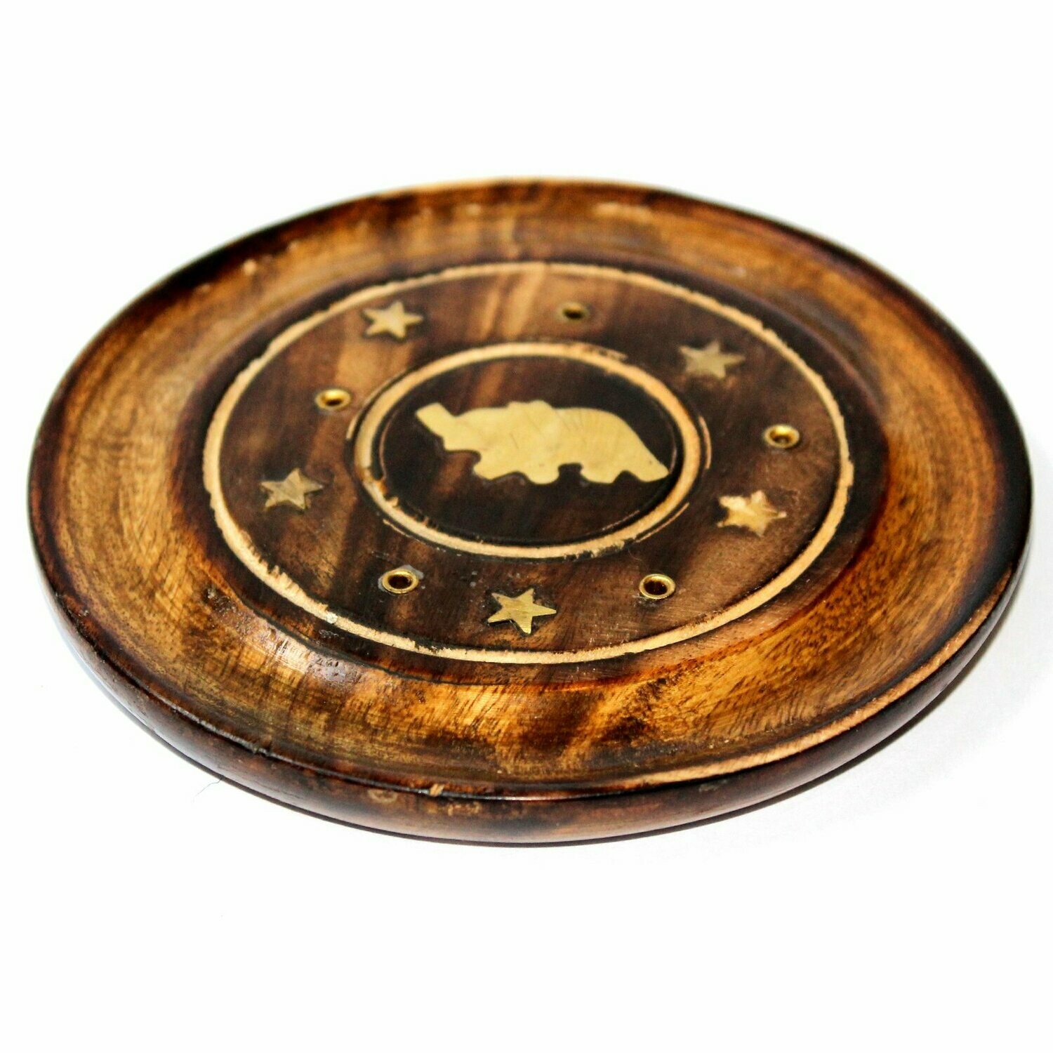 Round ​Mango Wood Ash Catcher - Elephant