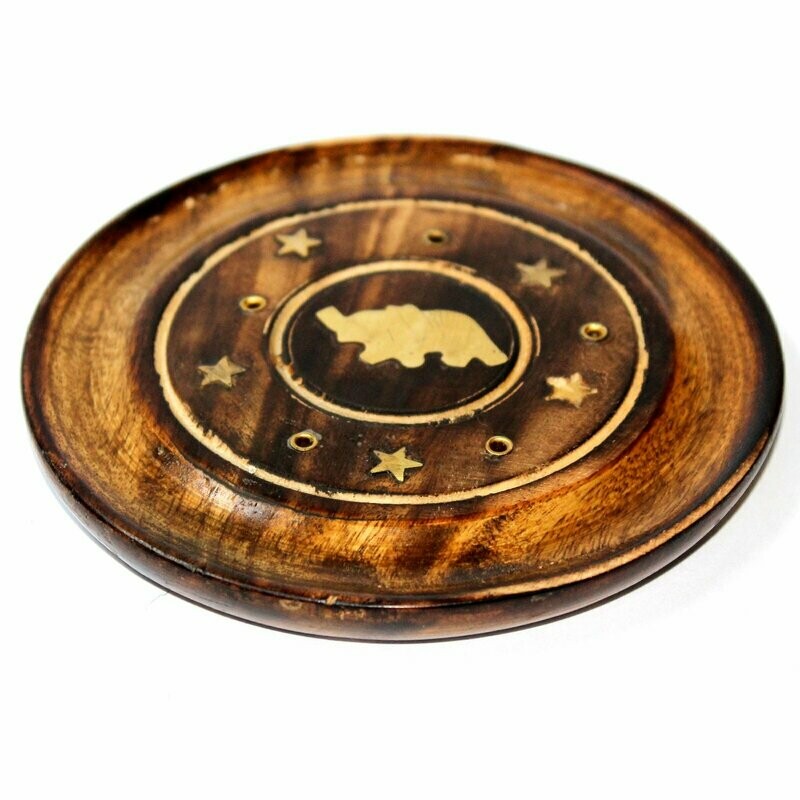 Round ​Mango Wood Ash Catcher - Elephant