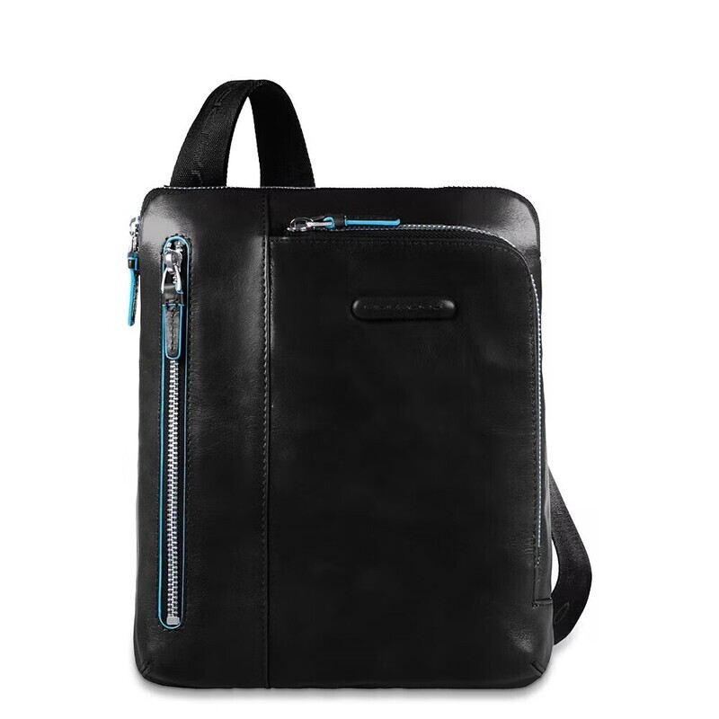 Piquadro. Borsello porta iPad/iPad®Air, doppia tasca frontal Blue Square. Colore: Nero.