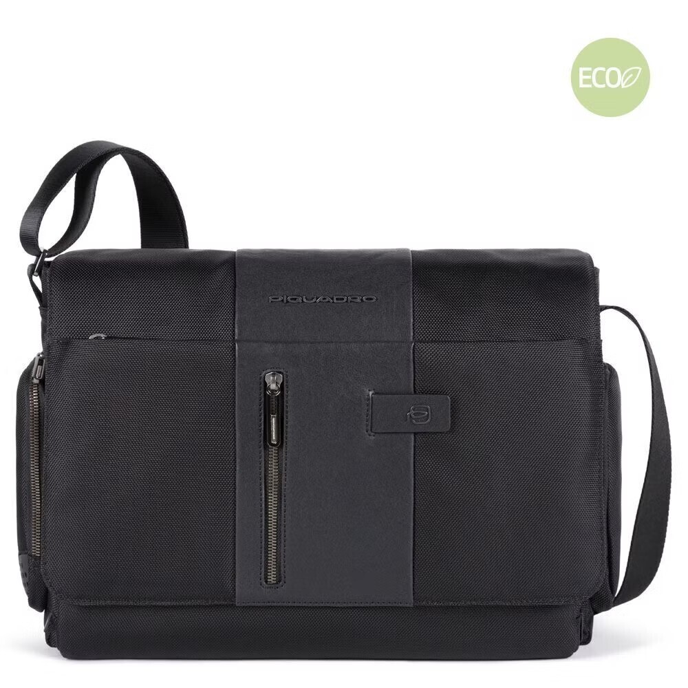 Piquadro. Messenger porta computer e porta iPad® in tessuto Brief 2. Colore: Nero.