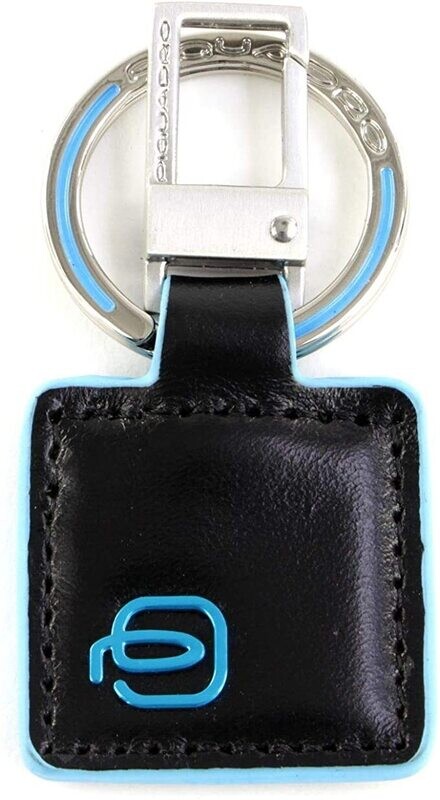 Piquadro. Portachiavi con inserto in pelle Blue Square. Colore: Nero.