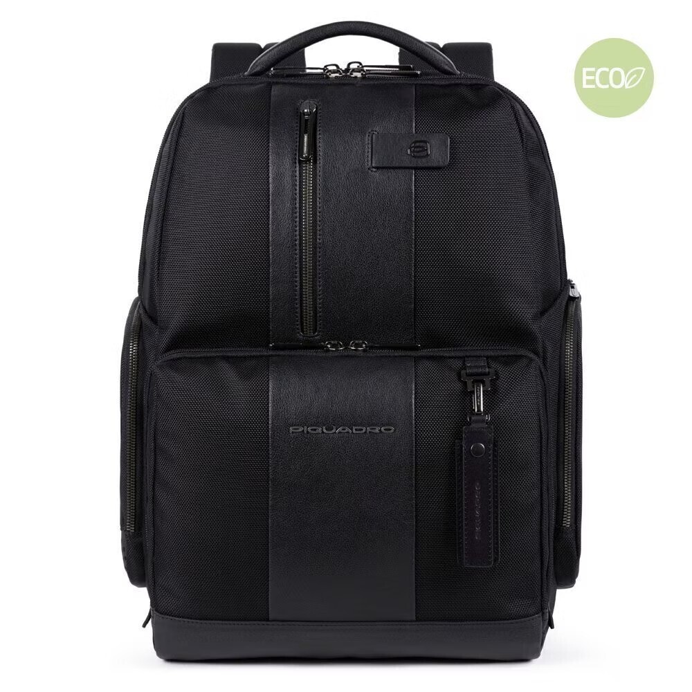 Piquadro.
Zaino grande in pelle e tessuto Brief 2.
Colore: Nero.