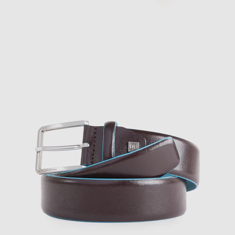Piquadro. Cintura uomo con fibbia ad ardiglione Blue Square. Colore: Mogano.